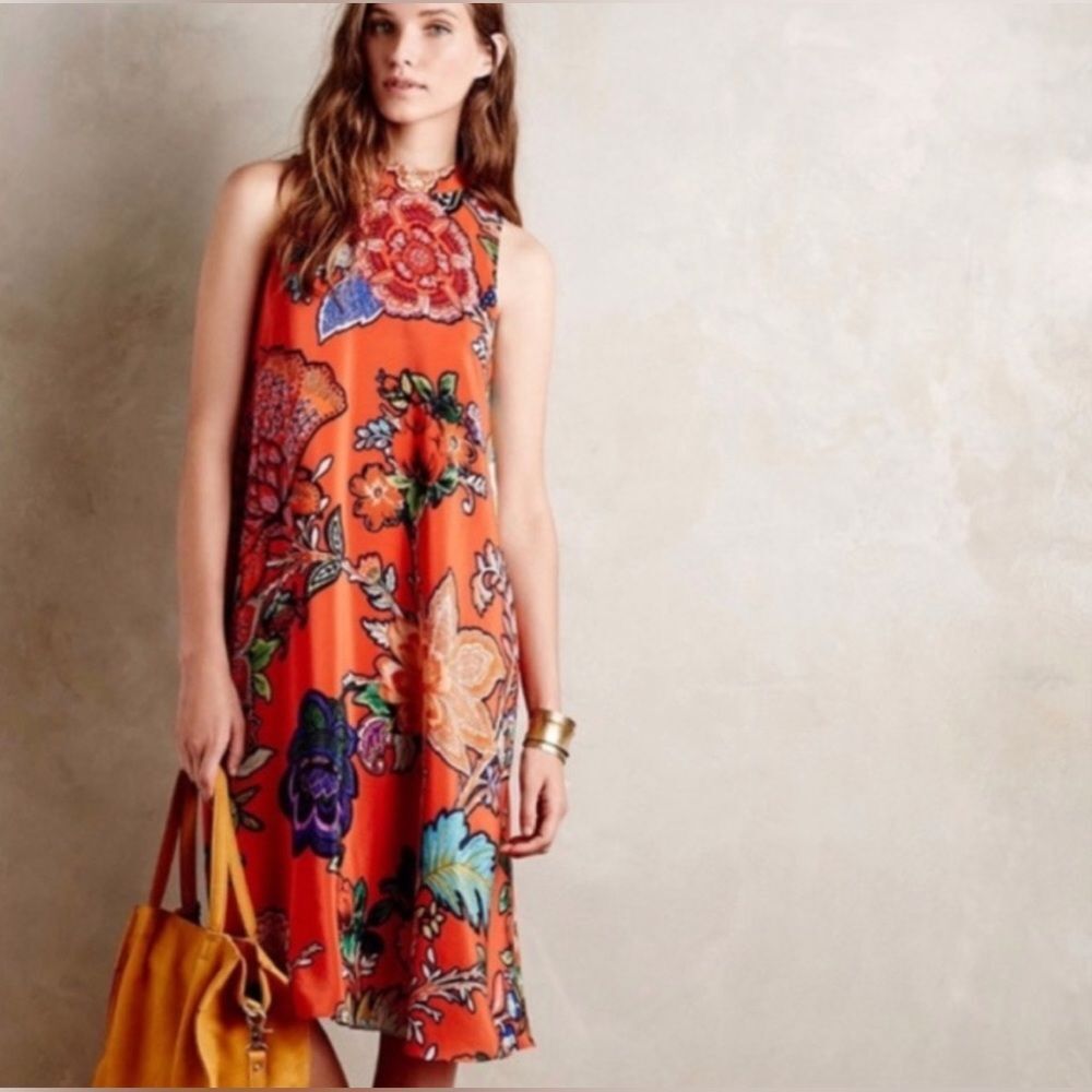 Anthropology 100% Silk Larkhill Swing Dress by‎ Maeve, Size Medium - Picture 5 of 9